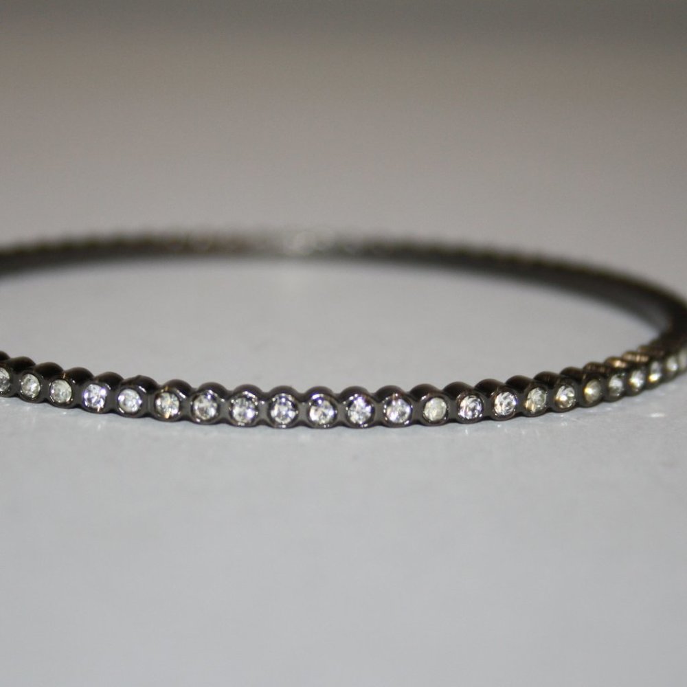 Beautiful gun metal and rhinestone bangle bracelet